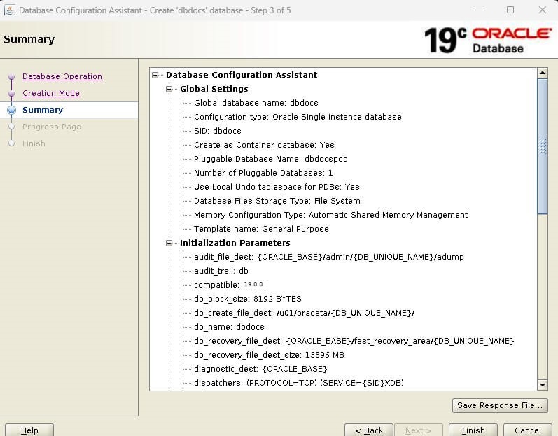 Create Database - Summary