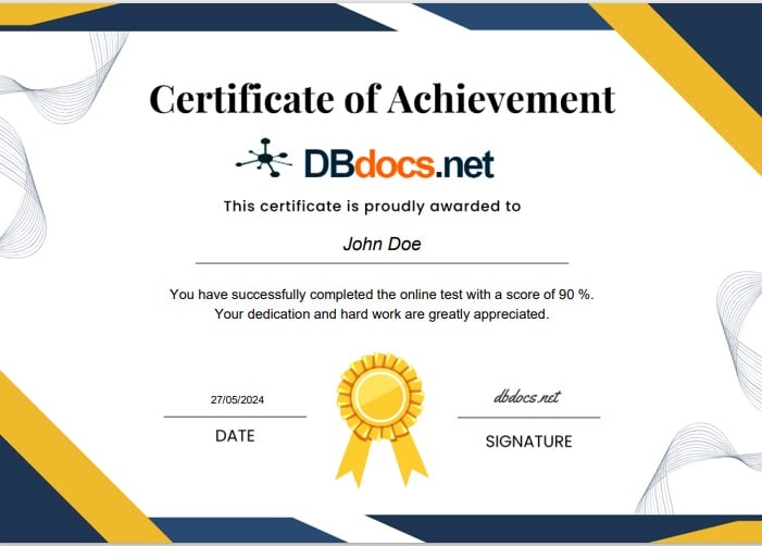 dbdocs.net sample certificate