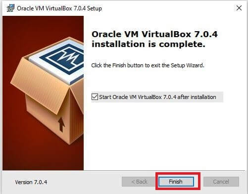 Installation complete - Oracle VirtualBox on Windows